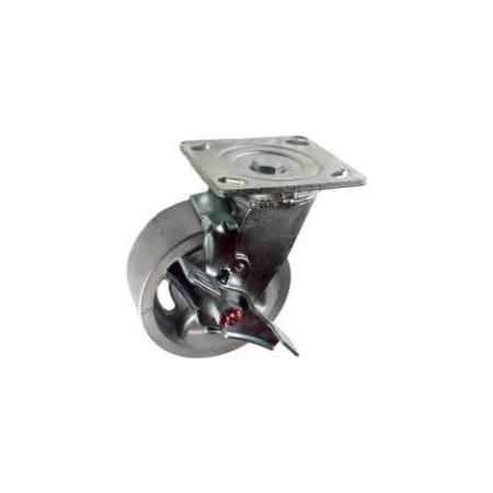 Mapp Caster 5"X2" Cast Iron Wheel Swivel Caster W/ Top Lock Brake - 1,200 Lbs Cap 146CIRB520SB